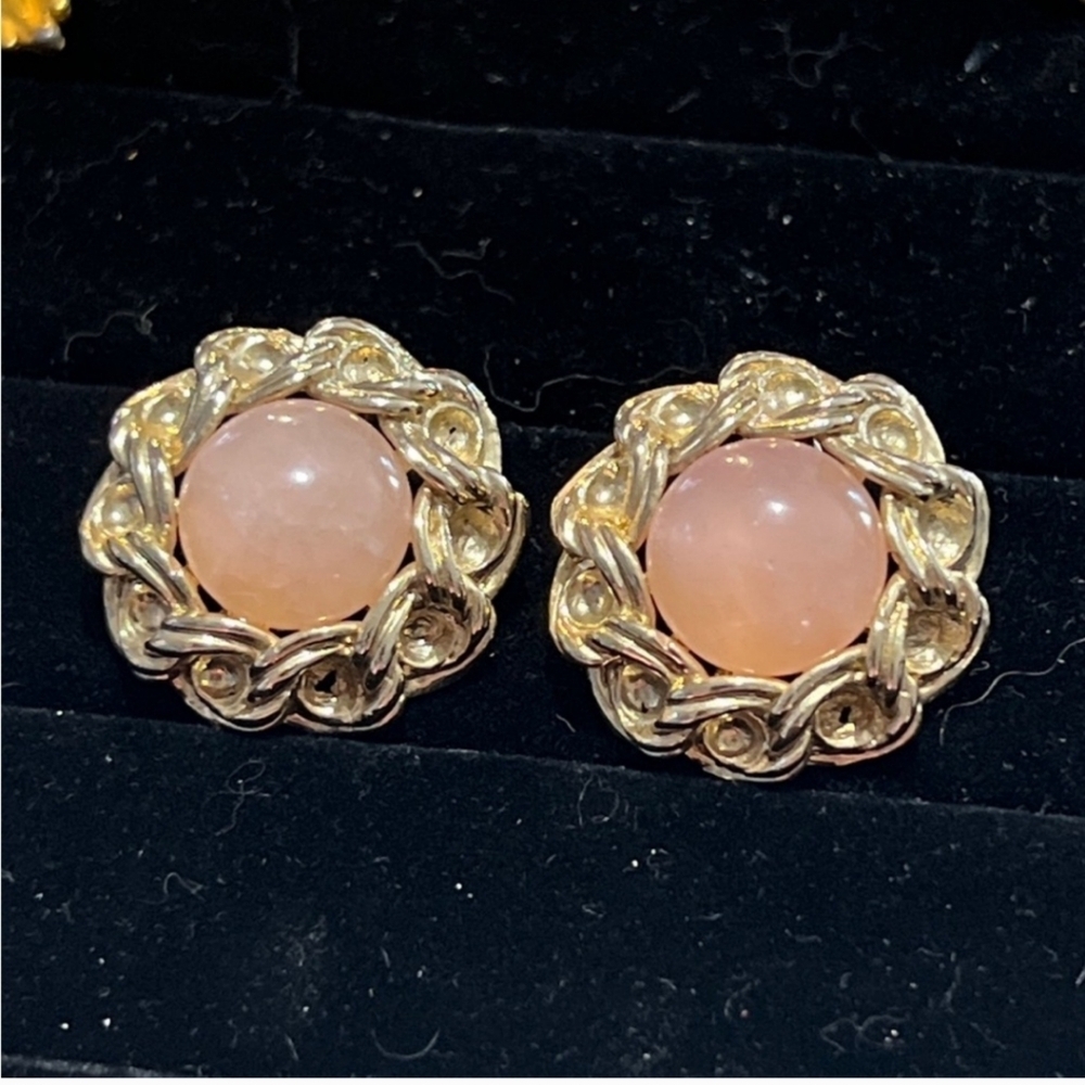 Vtg 1960's Moon Glow lucite pierced earrings